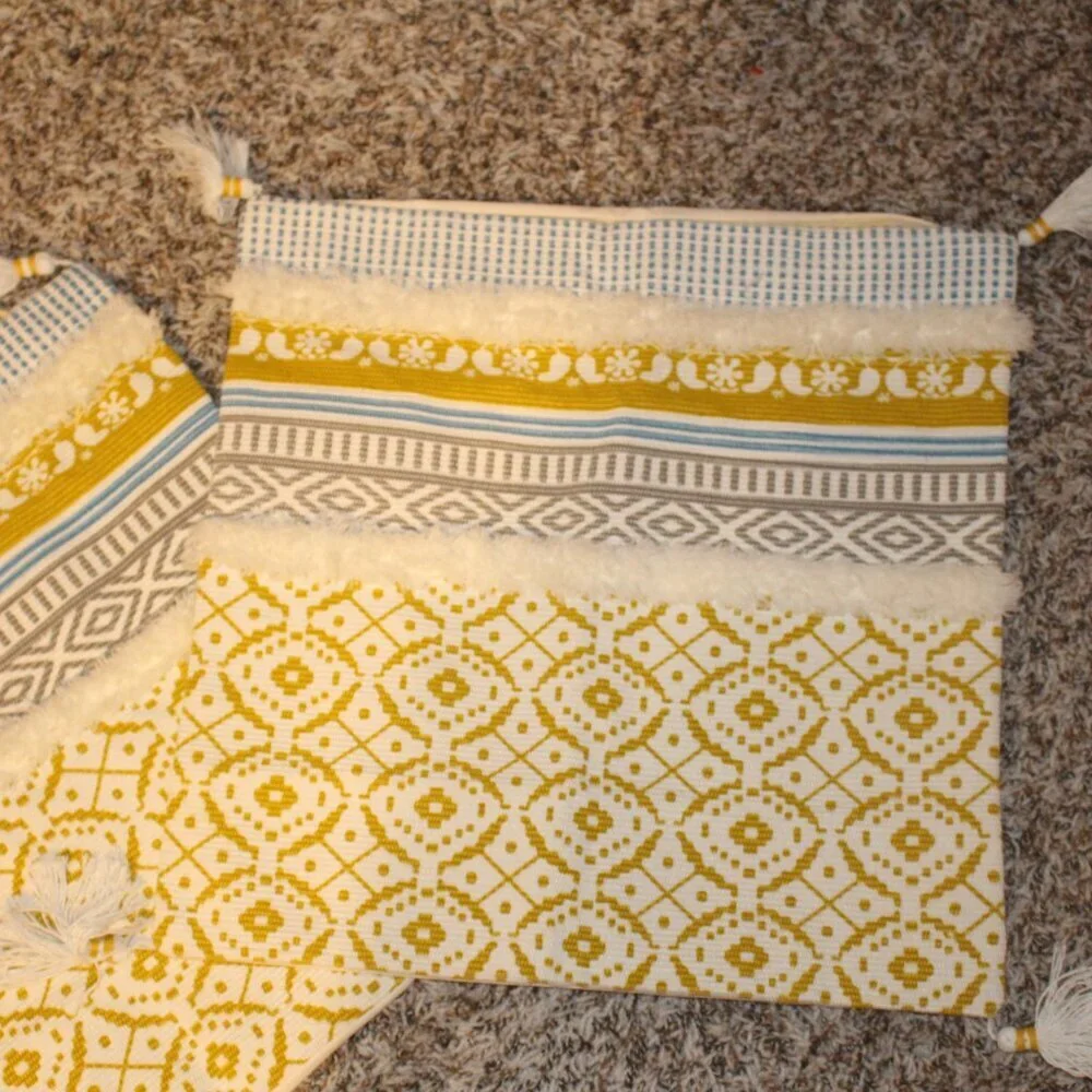 Yellow and white Accent Pillows